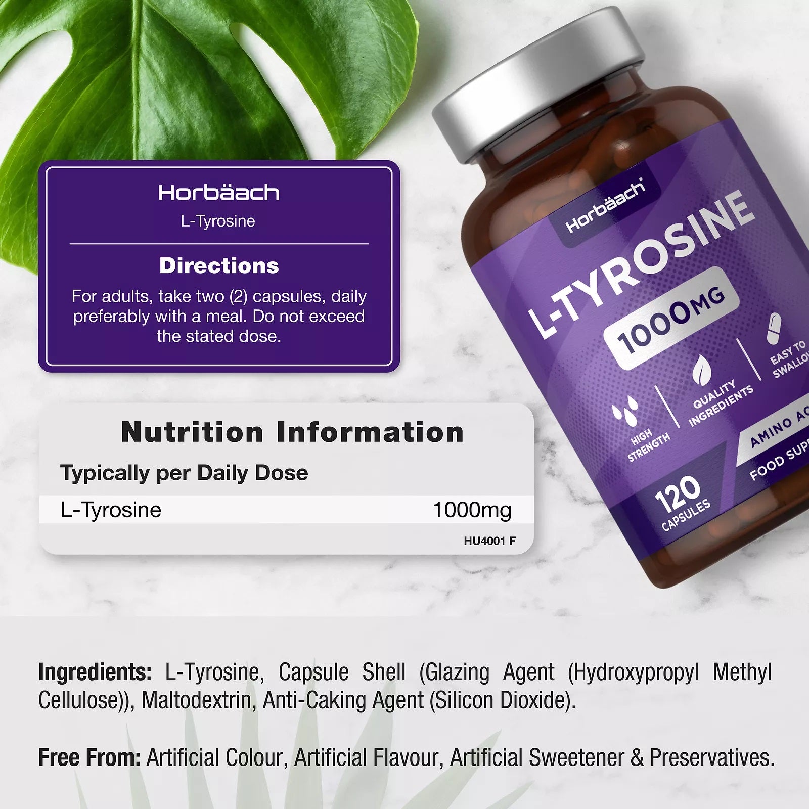 L-Tyrosine 1000 mg | 120 Capsules