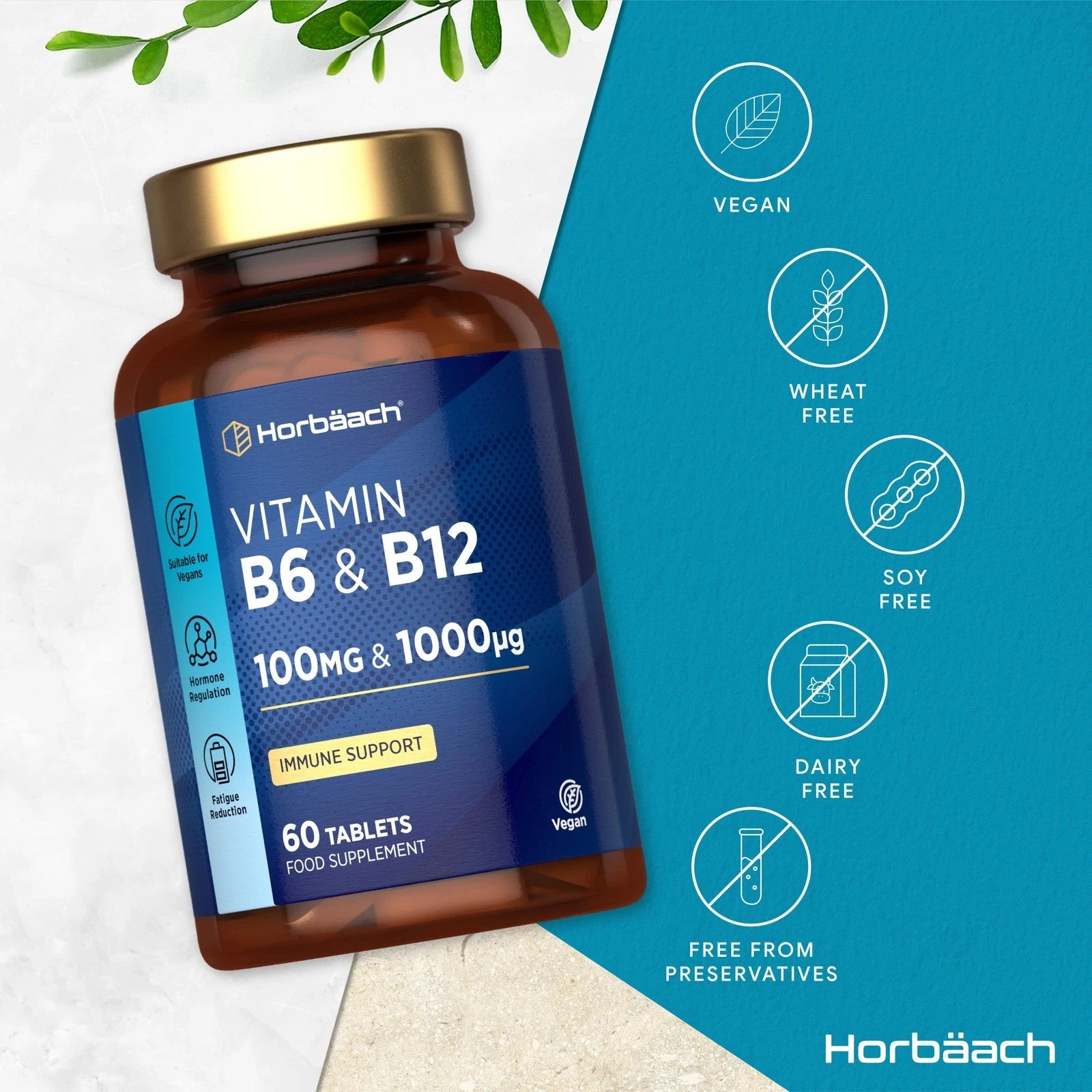 Vitamin B6 100 mg & B12 1000 mcg | 60 Tablets