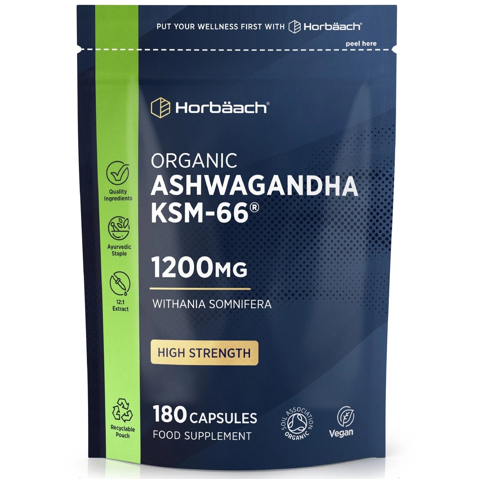 Ashwagandha KSM-66 1200 mg | Organic | 120 Capsules