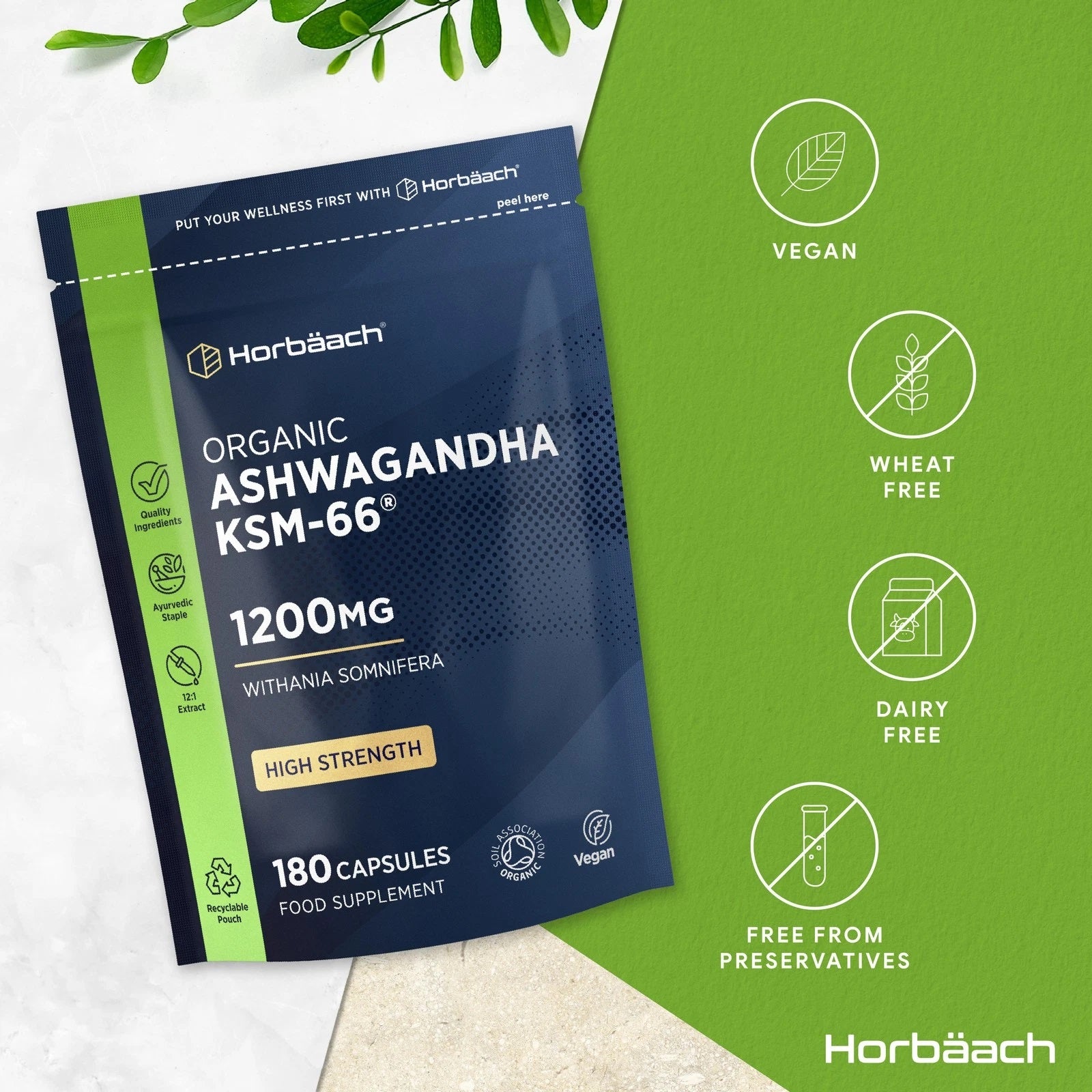 Ashwagandha KSM-66 1200 mg | Organic | 120 Capsules