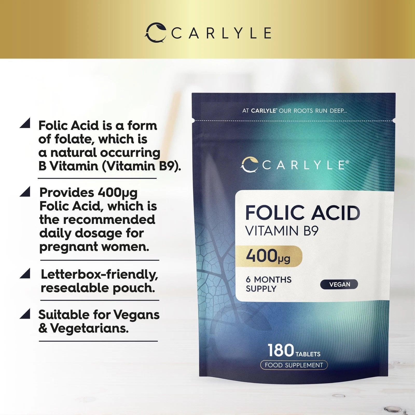 Folic Acid 400 ug | 180 Tablets