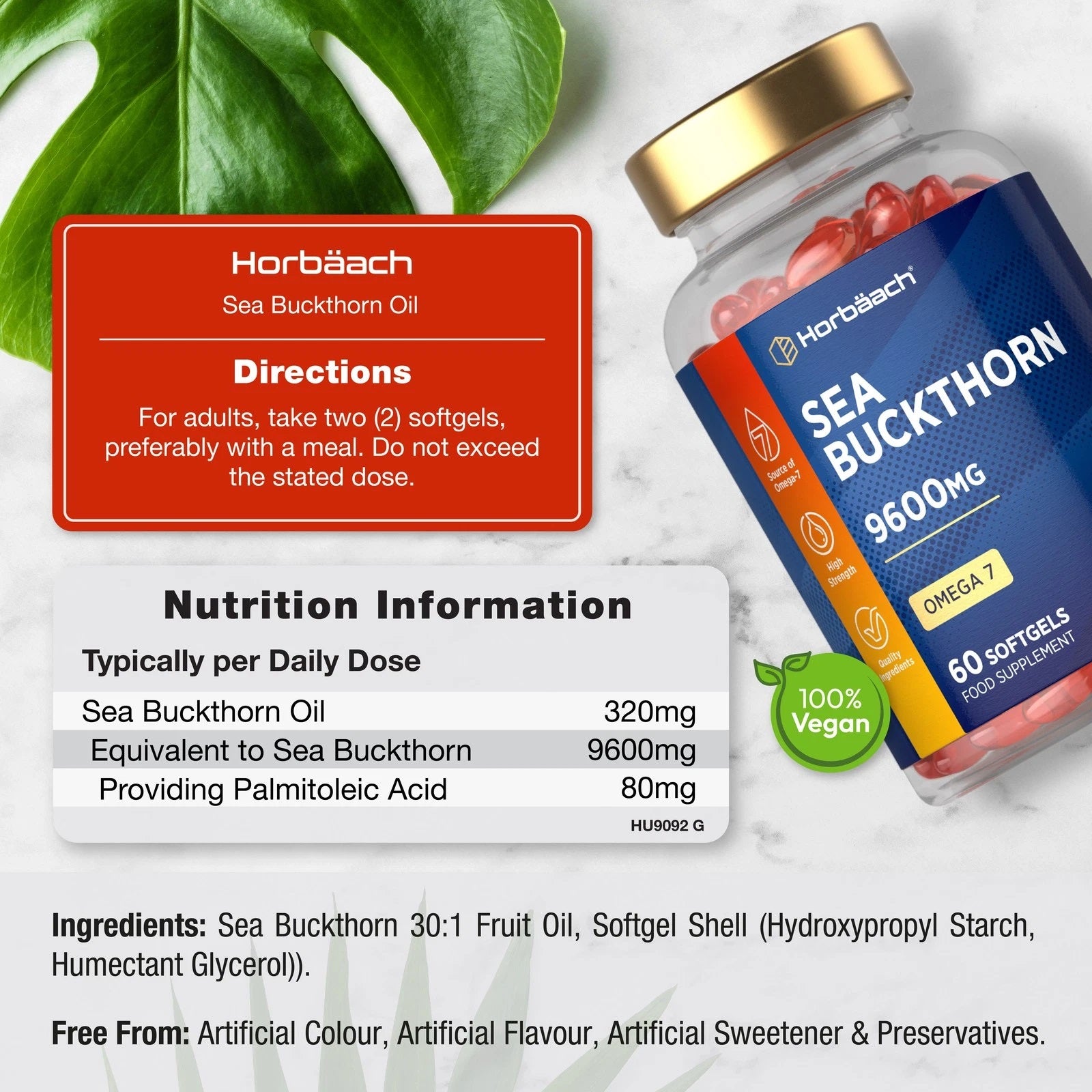 Sea Buckthorn Oil 9600 mg | 60 Softgels