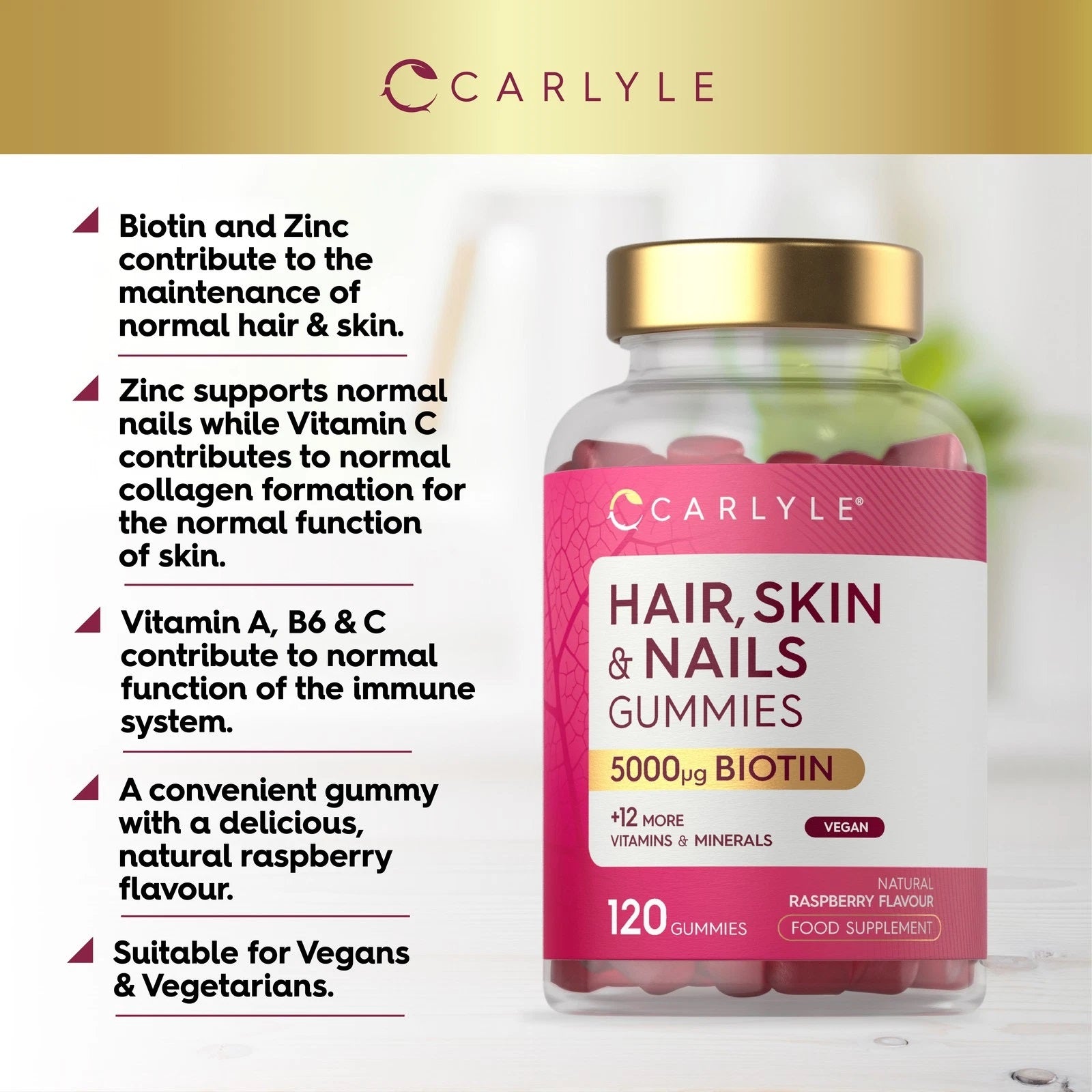 Hair Skin and Nails Vitamins | 120 Gummies