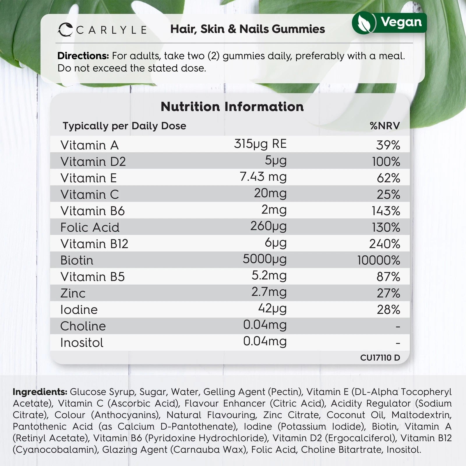 Hair Skin and Nails Vitamins | 120 Gummies