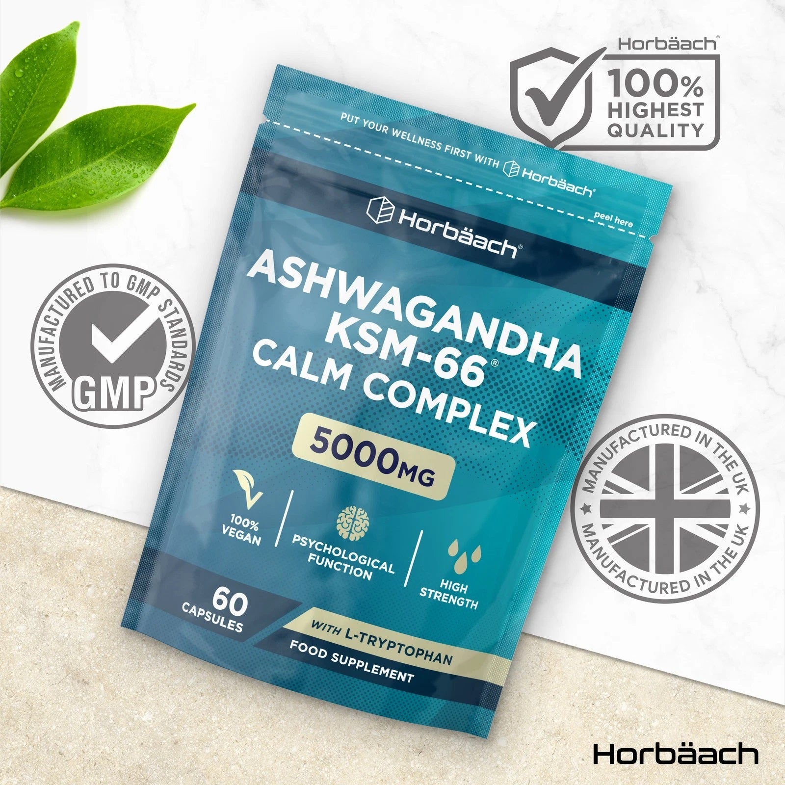 Ashwagandha KSM-66 Calm Complex 5000 mg | 60 Capsules