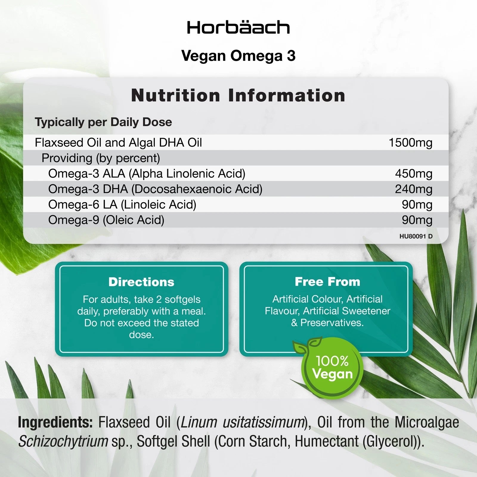 Omega 3 1500 mg | Vegan | 60 Softgels