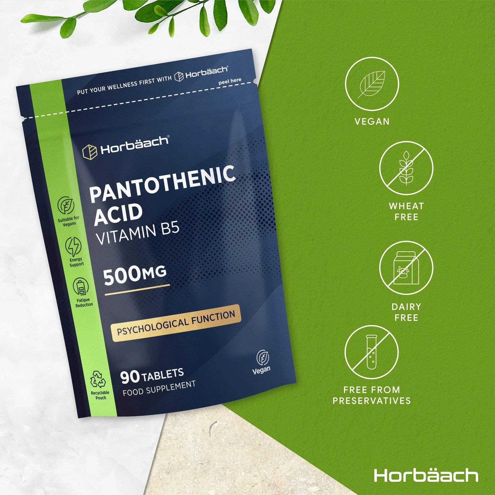 Vitamin B5 Pantothenic Acid 500 mg | 90 Tablets
