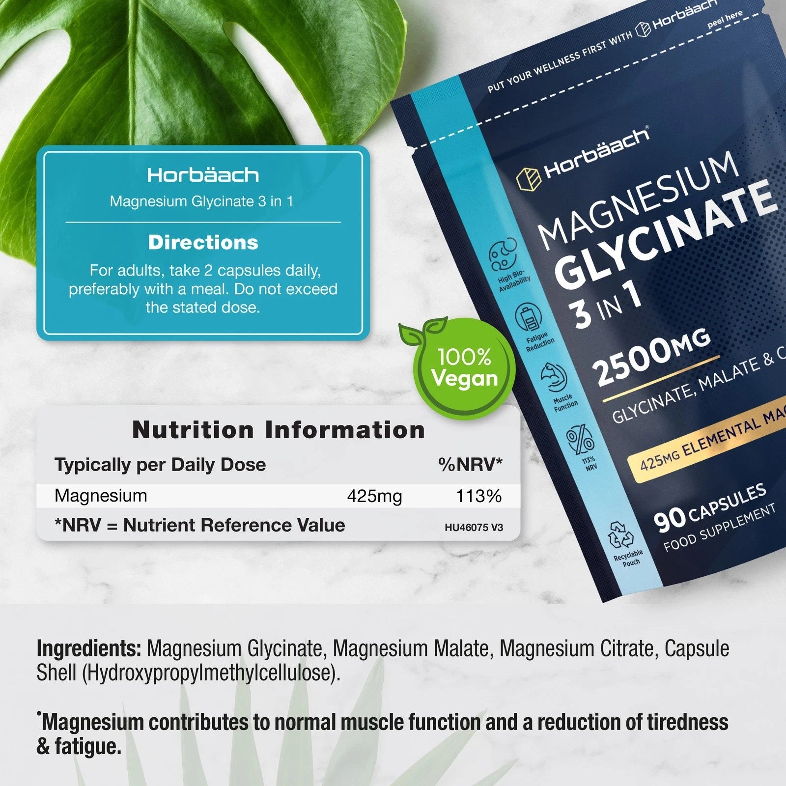 Magnesium 3-in-1 Complex 2500 mg | 90 Capsules