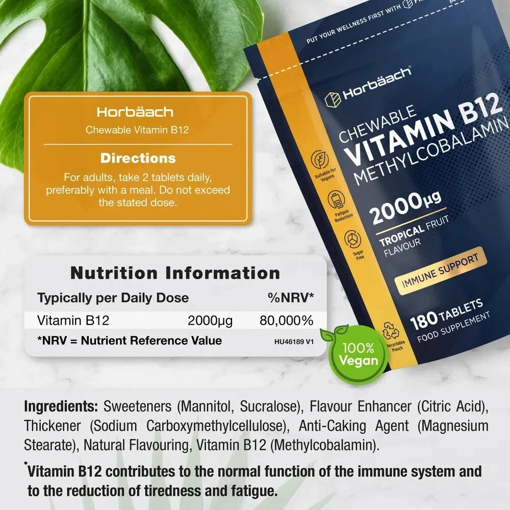 Vitamin B12 2000 ug | 180 Chewable Tablets