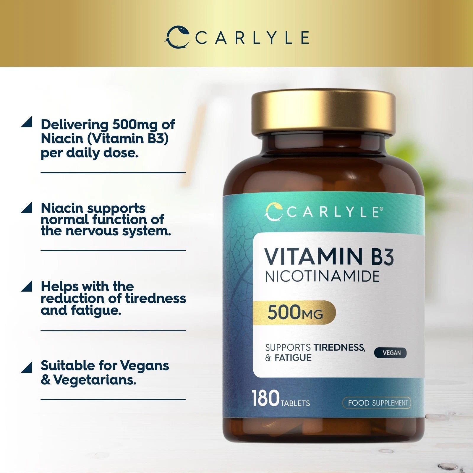 Vitamin B3 Niacin 500 mg | 180 Tablets