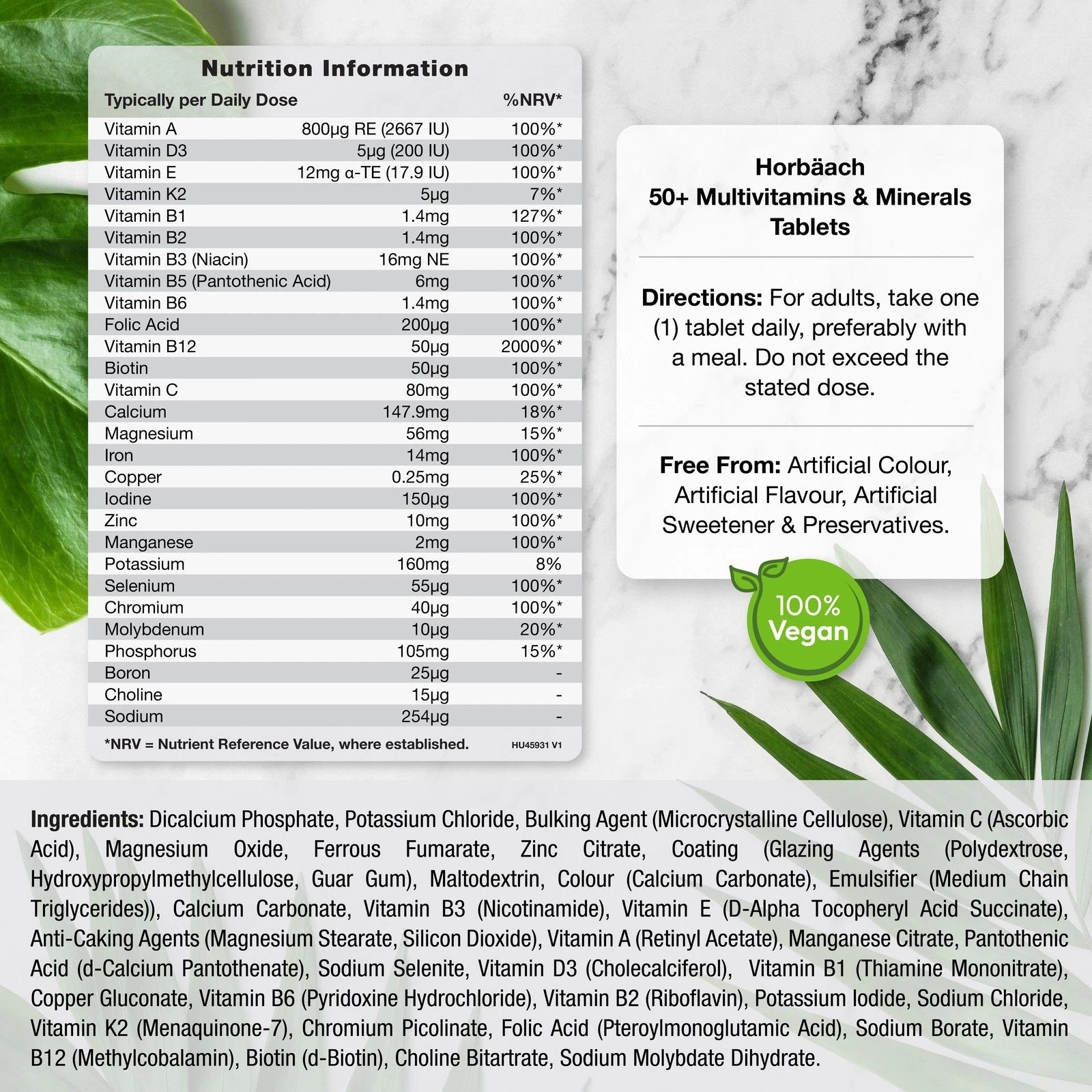 Multivitamins and Mineral for Men 50 Plus | 180 Tablets