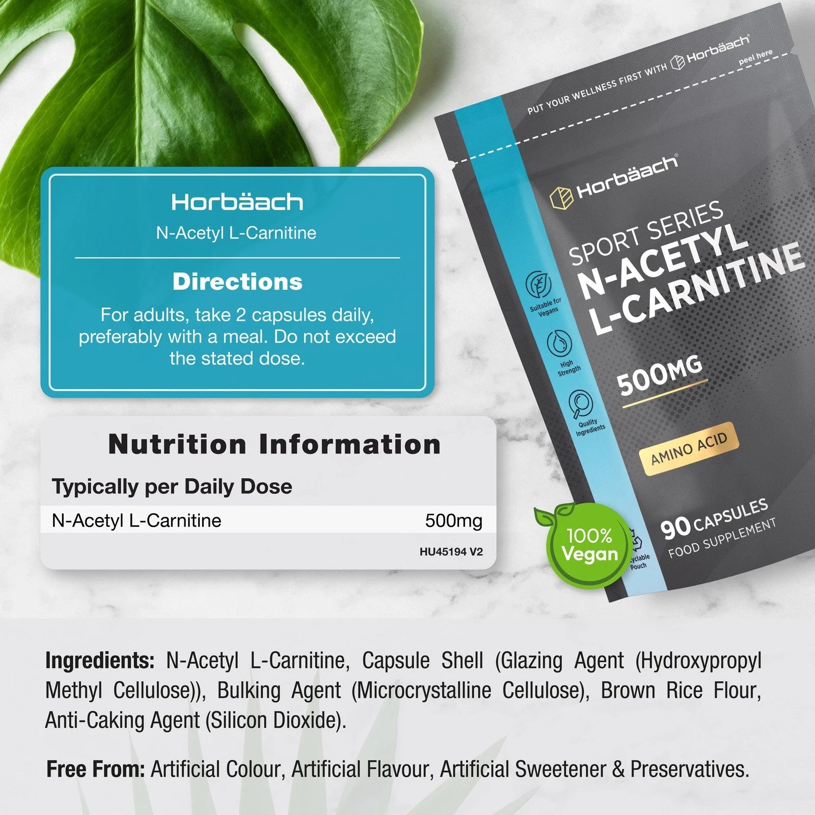 N-Acetyl L-Carnitine 500 mg | 90 Capsules