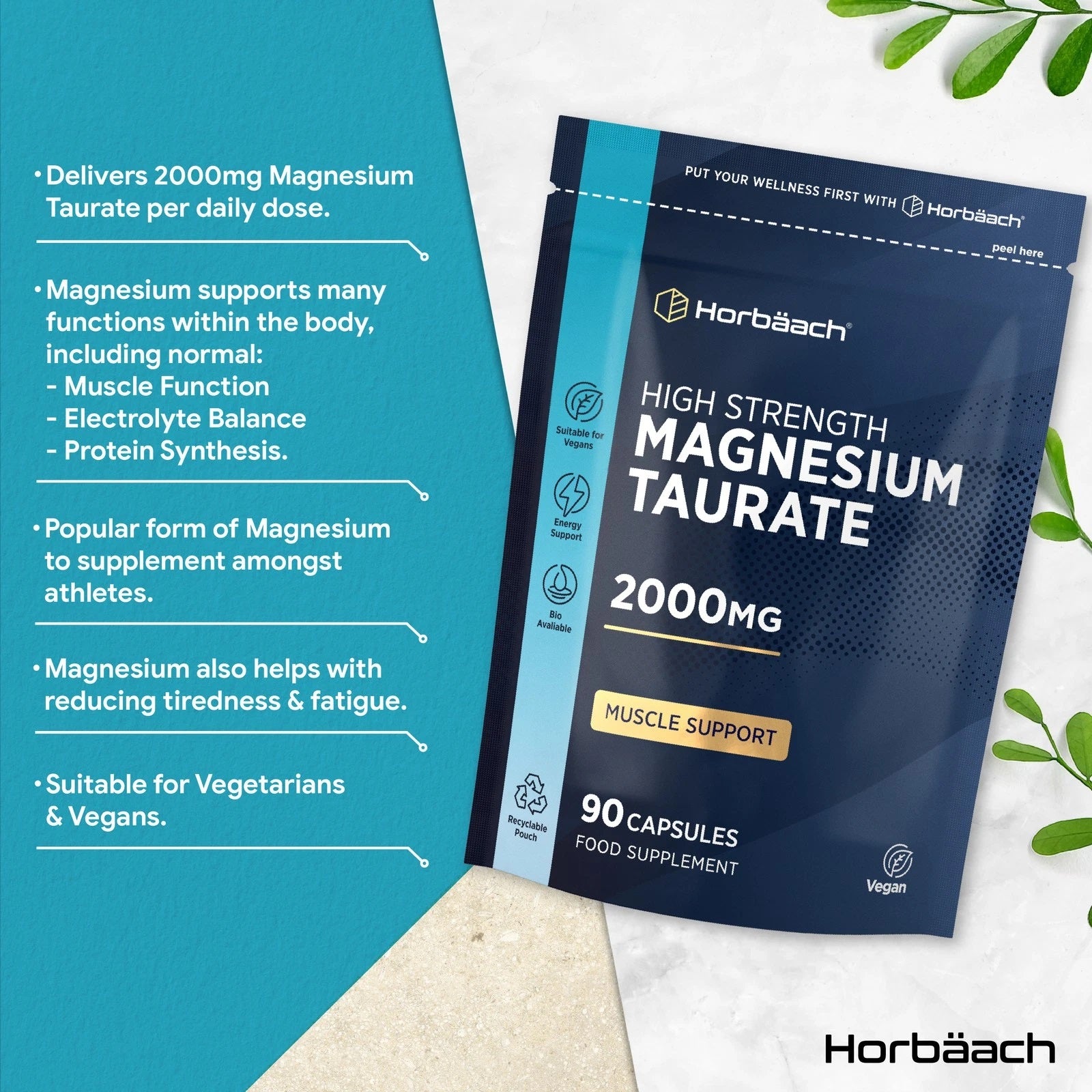 Magnesium Taurate 2000 mg | 90 Capsules