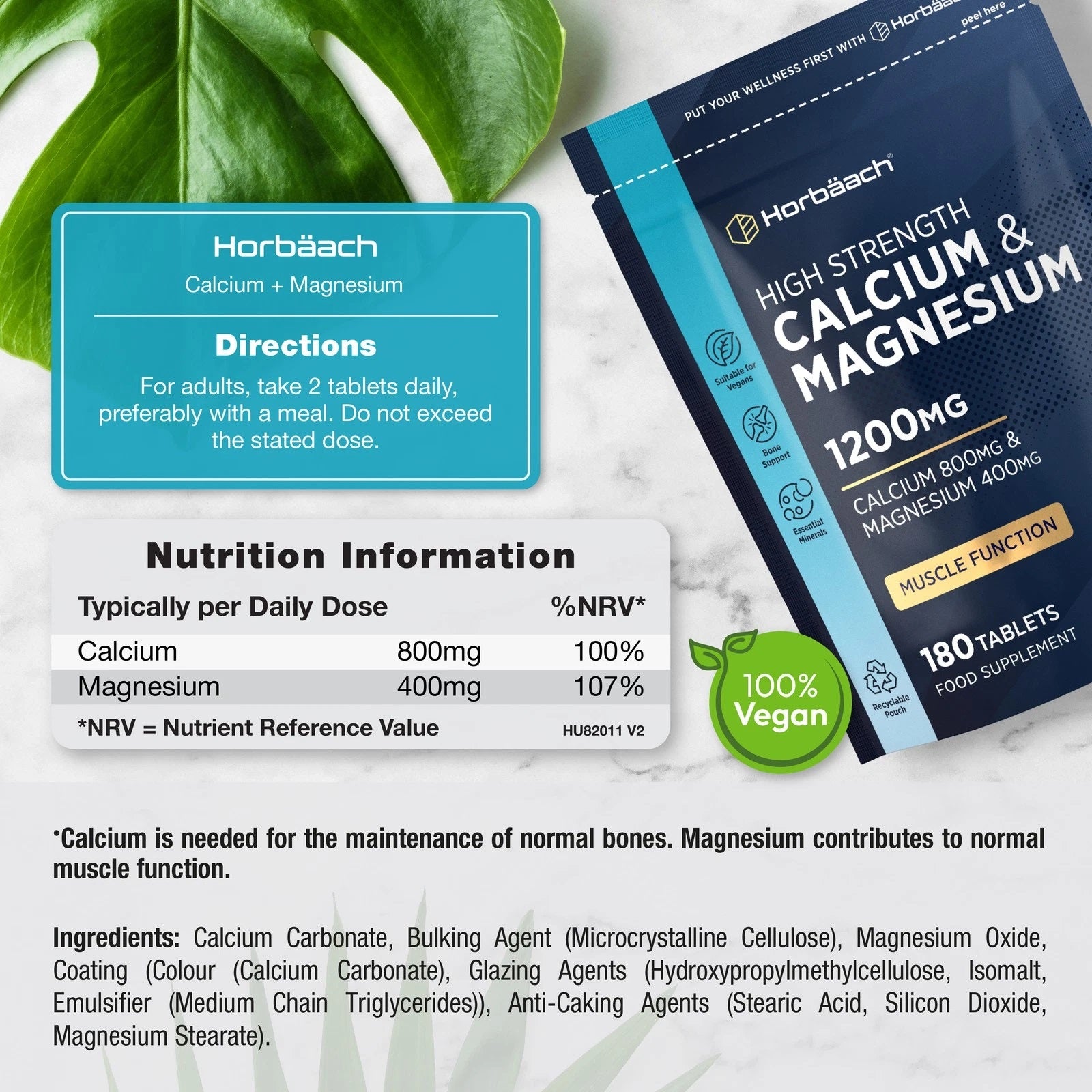 Calcium and Magnesium 1200 mg | 180 Tablets