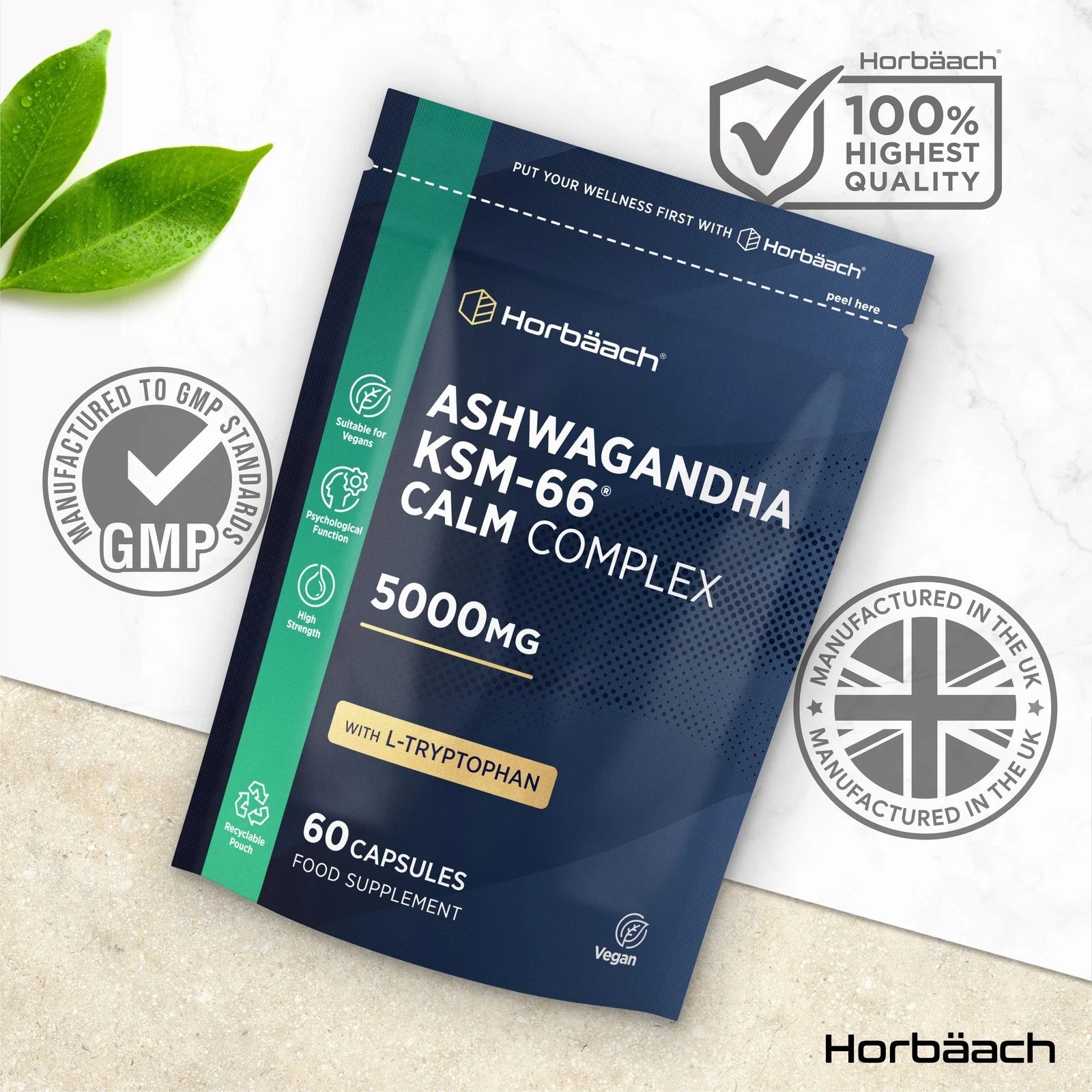 Ashwagandha KSM-66 Calm Complex 5000 mg | 60 Capsules