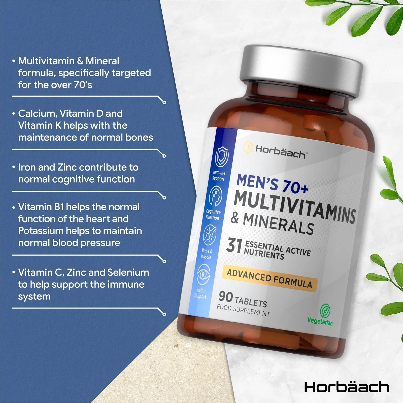 Multivitamins and Minerals for Adults 70 Plus | 90 Tablets