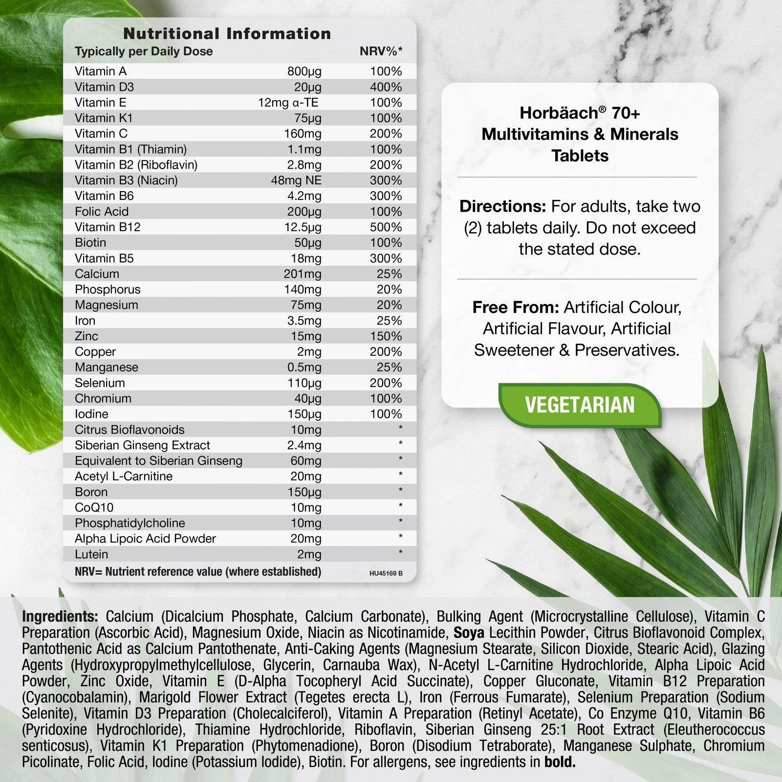 Multivitamins and Minerals for Adults 70 Plus | 90 Tablets