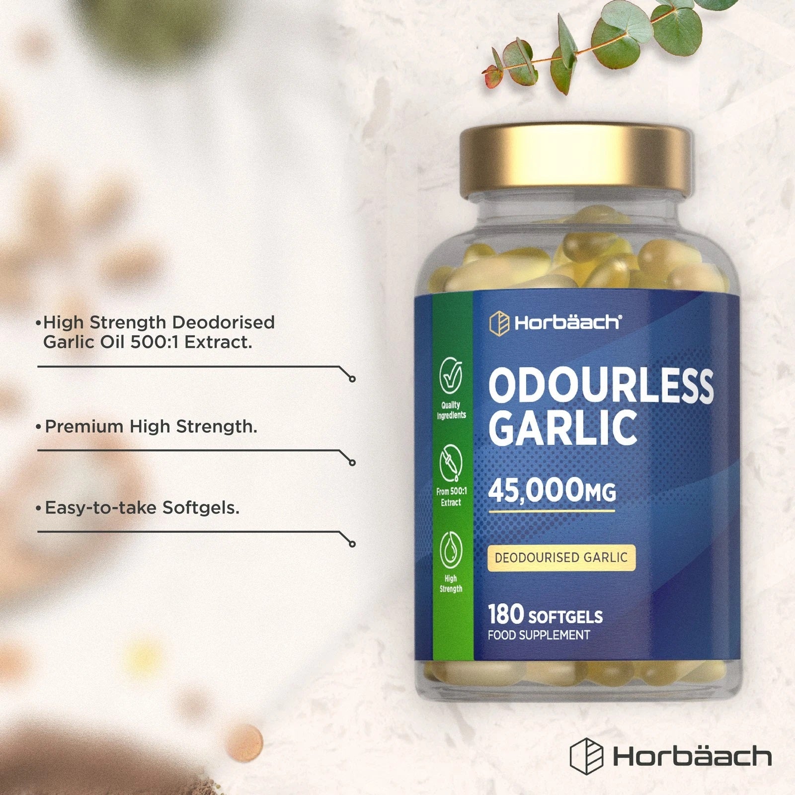 Odourless Garlic 45,000 mg | 180 Softgels