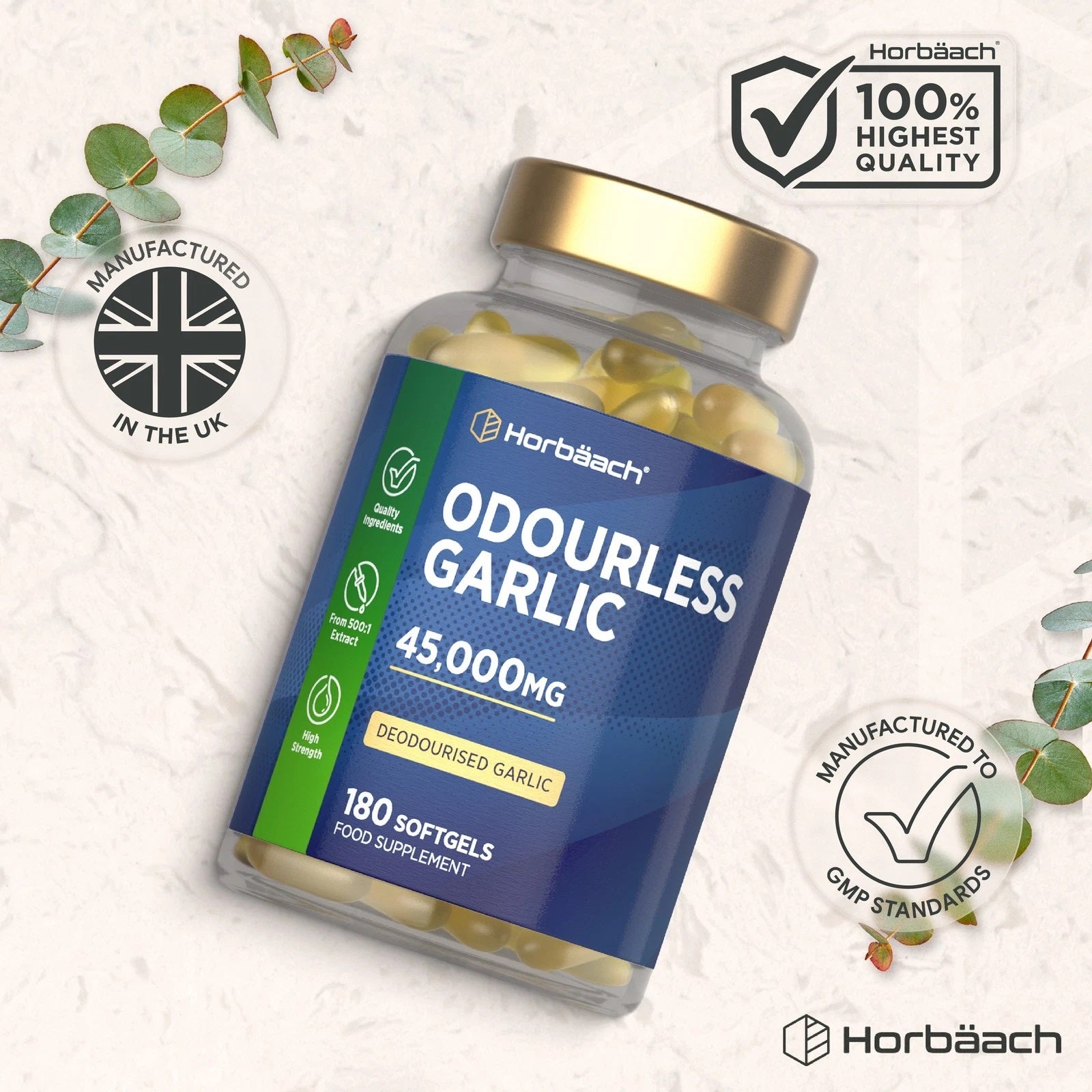 Odourless Garlic 45,000 mg | 180 Softgels