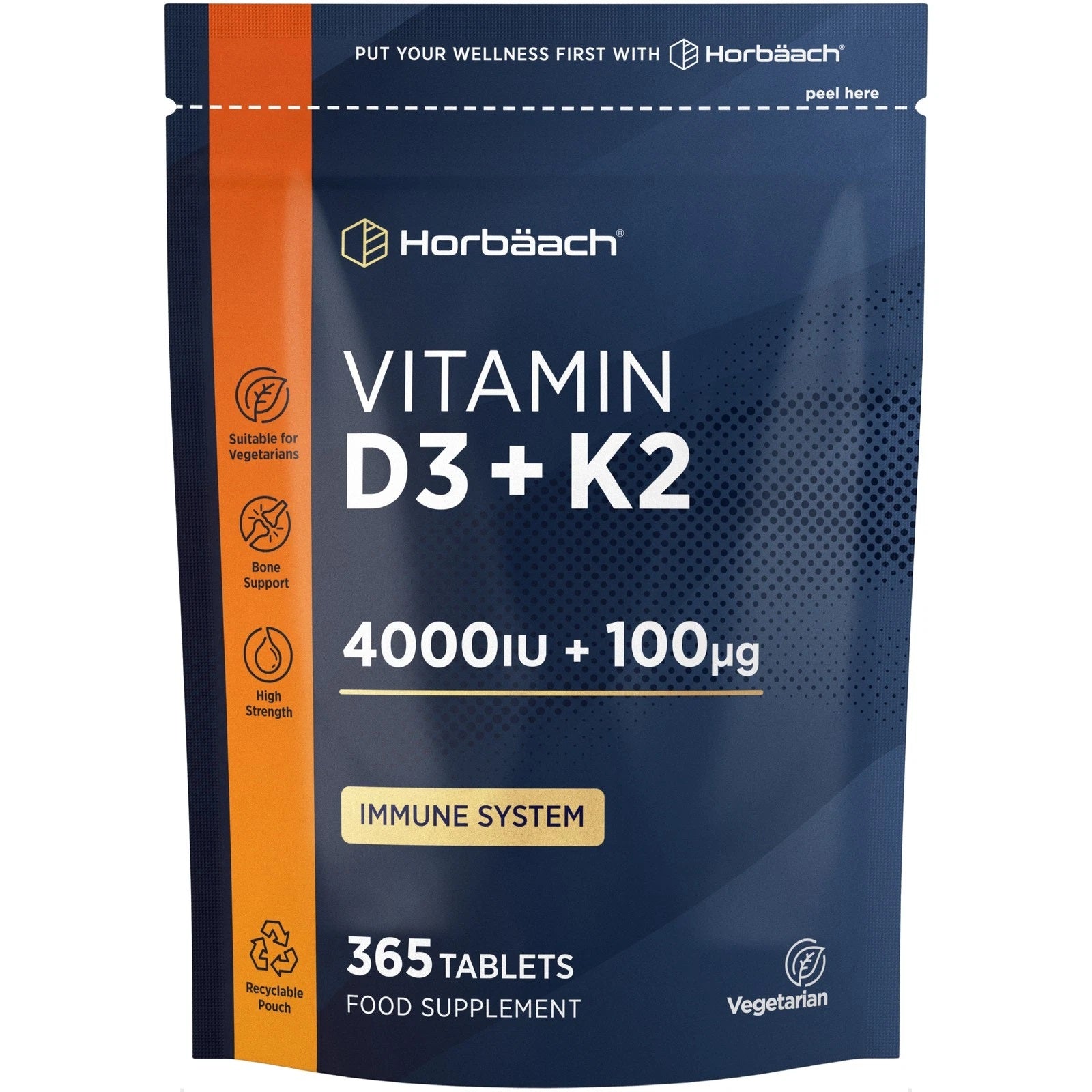 Vitamin D3 4000 IU & K2 MK7 100 µg | 365 Tablets