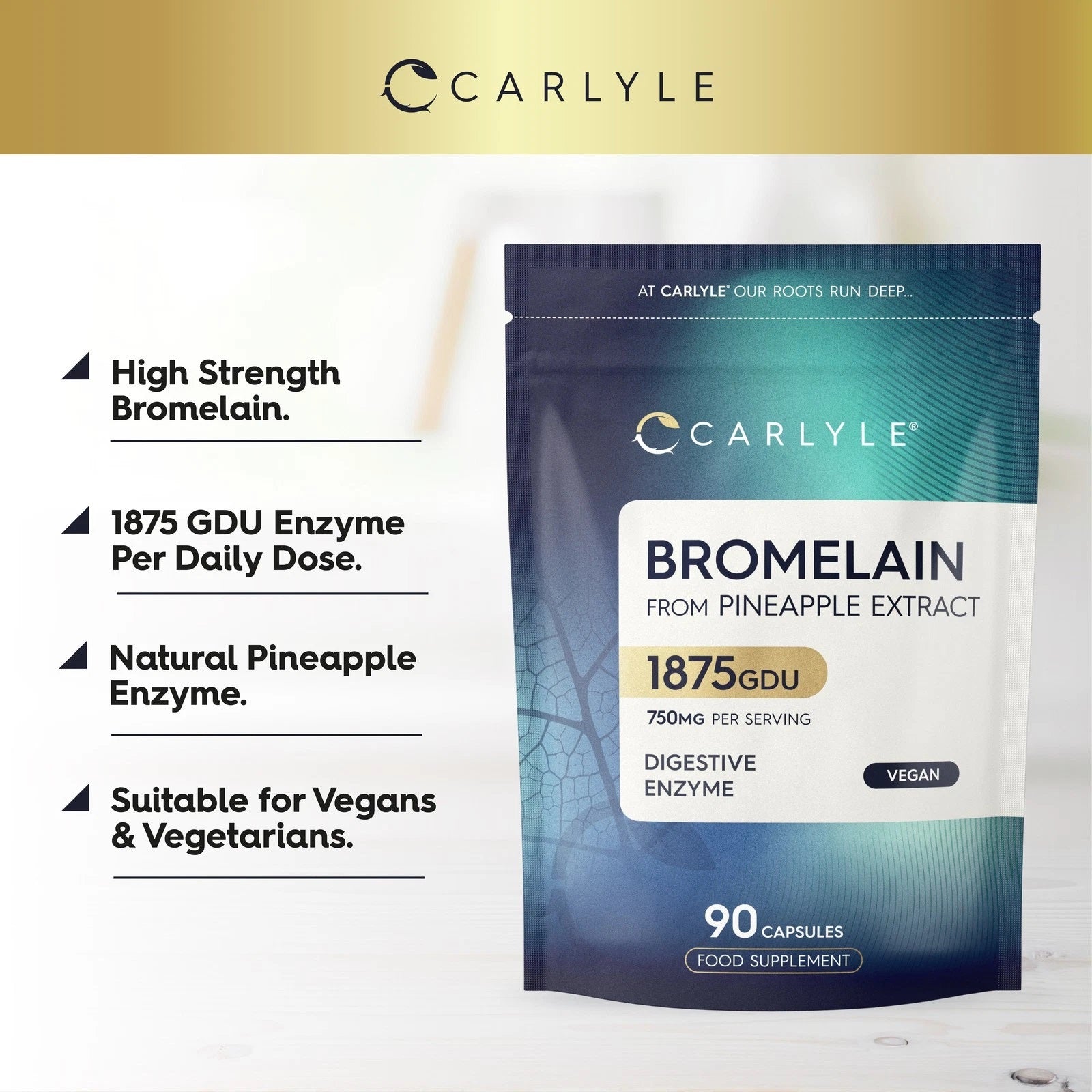 Bromelain 750 mg | 1875 GDU | 90 Capsules