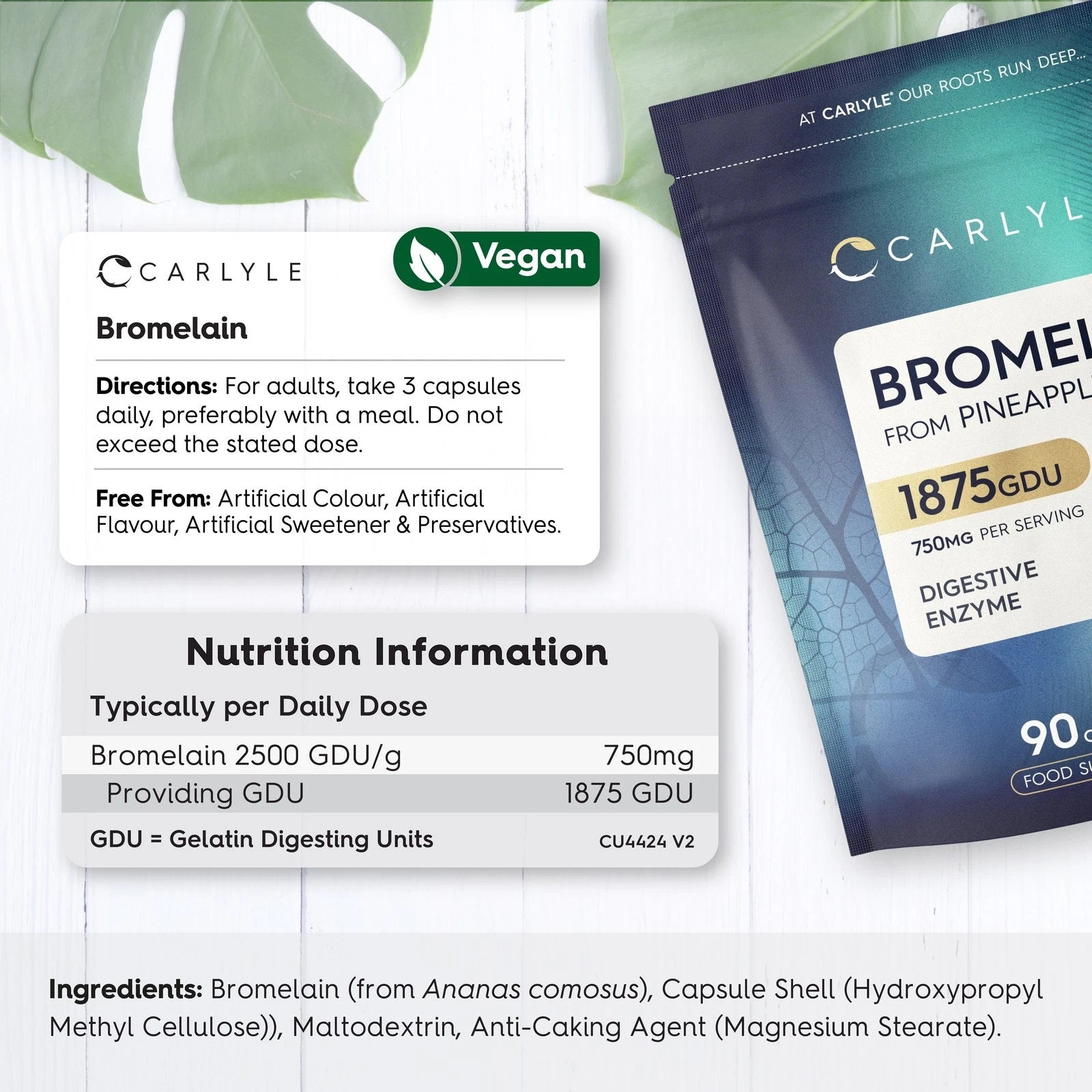 Bromelain 750 mg | 1875 GDU | 90 Capsules