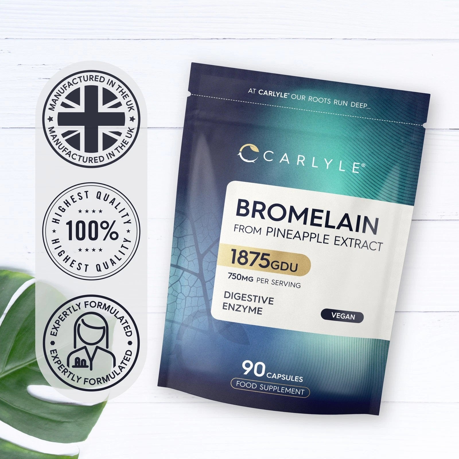 Bromelain 750 mg | 1875 GDU | 90 Capsules