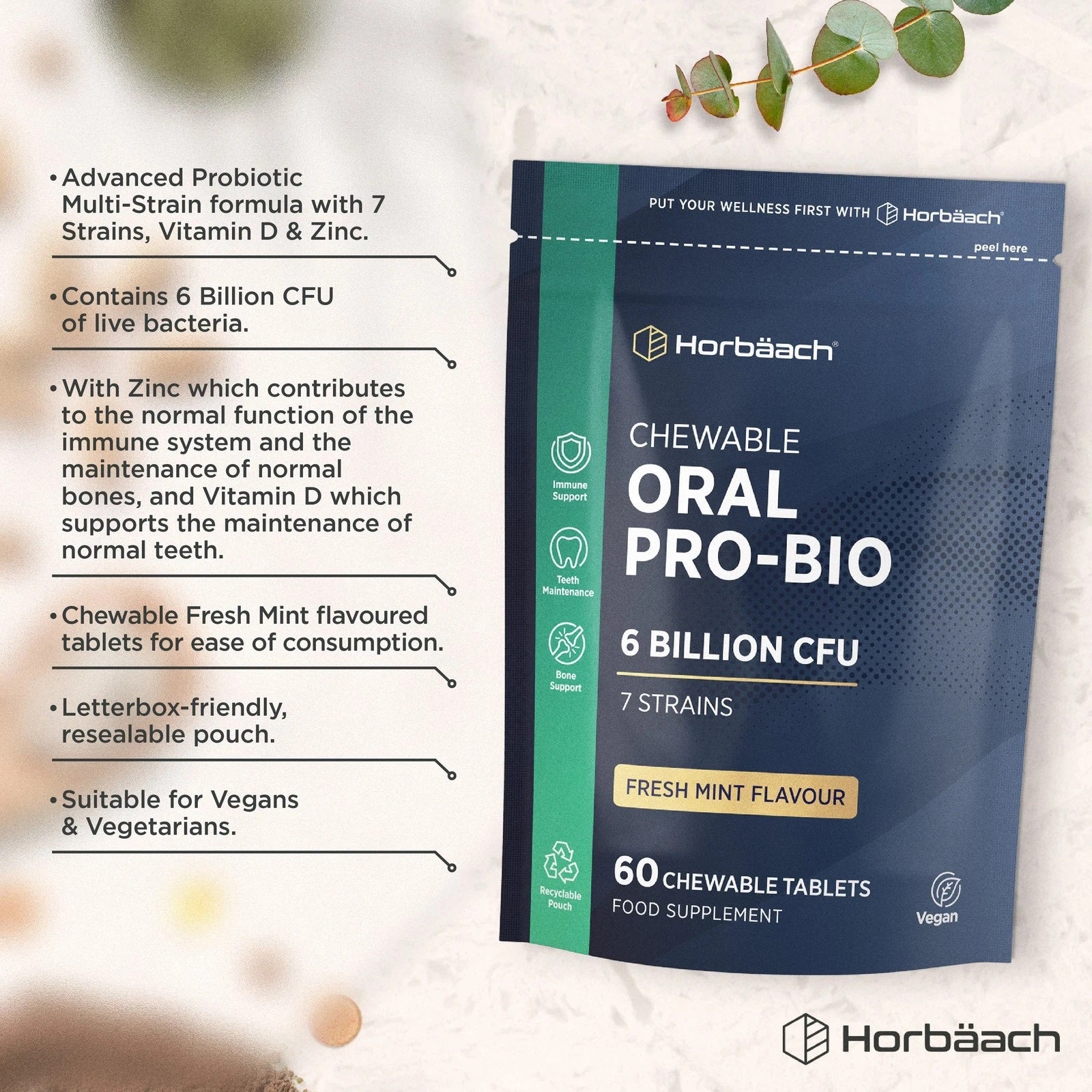 Oral Biotics 6 Billion CFU | 60 Chewable Tablets