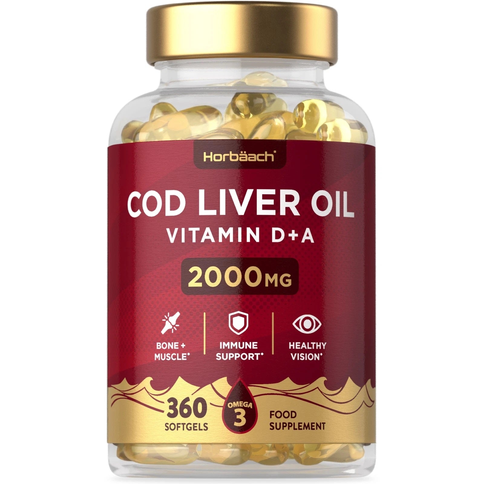 Cod Liver Oil 2000 mg with Vitamin A & D | 360 Softgels