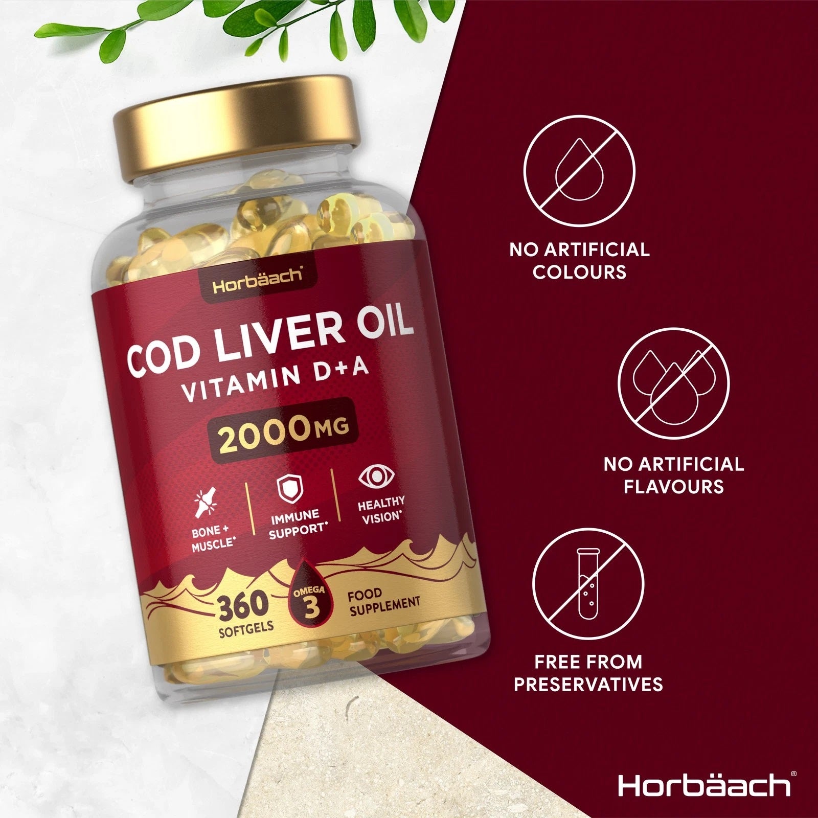 Cod Liver Oil 2000 mg with Vitamin A & D | 360 Softgels