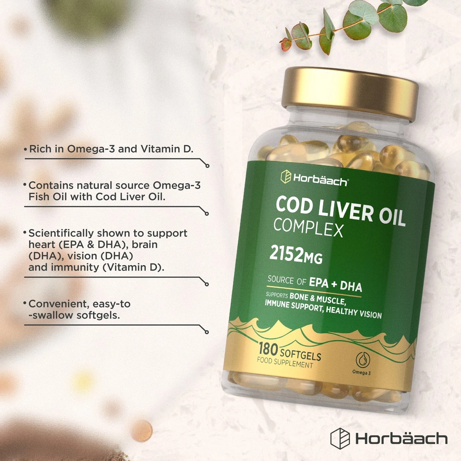Cod Liver Oil Complex with Garlic 2152 mg | 180 Softgels