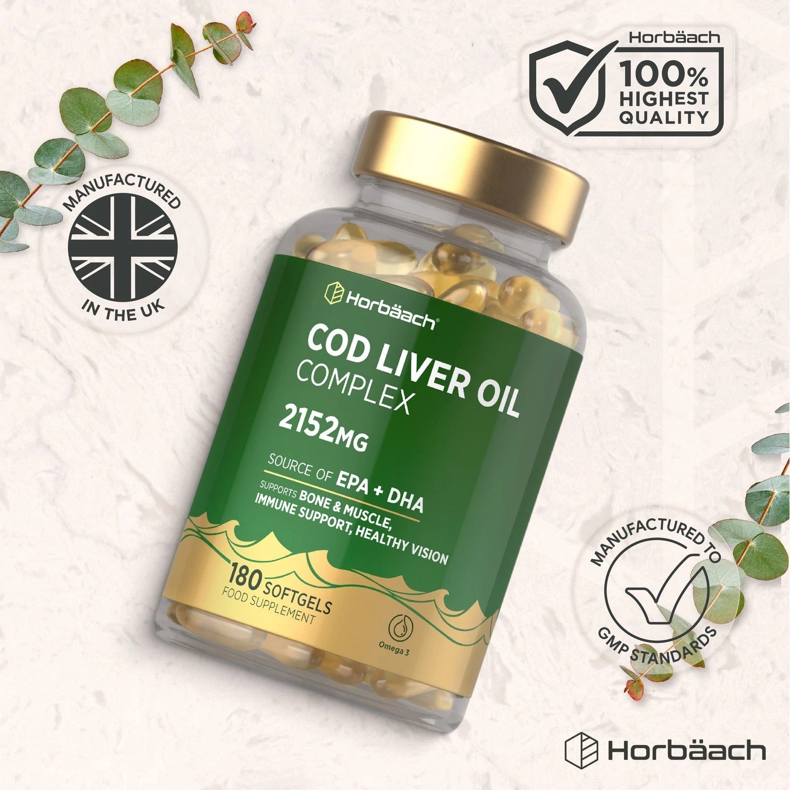 Cod Liver Oil Complex with Garlic 2152 mg | 180 Softgels