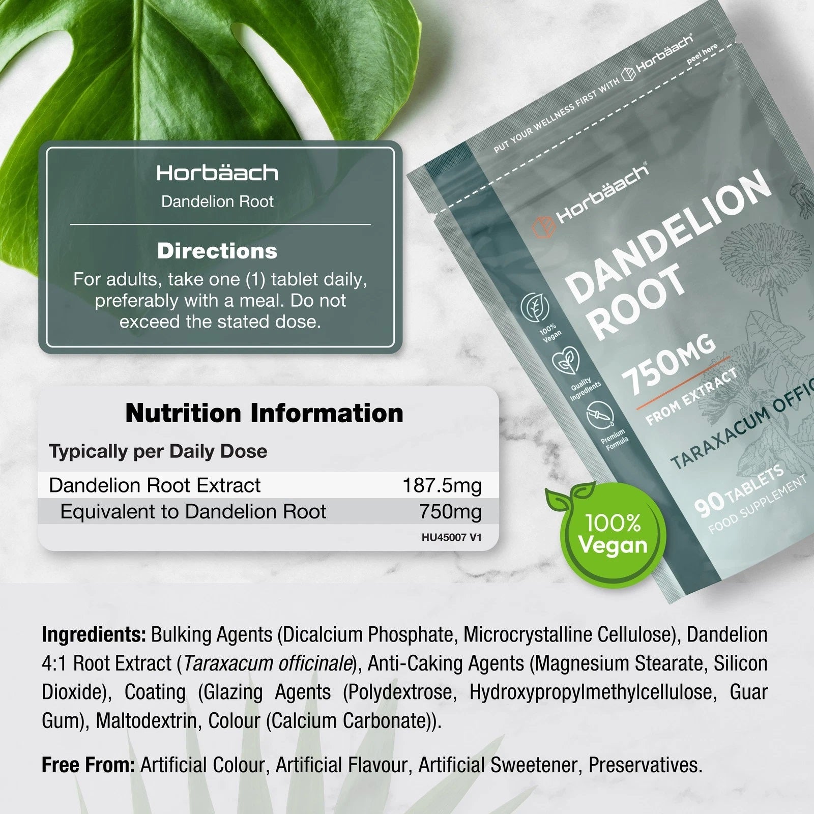 Dandelion Root 750 mg | 90 Tablets