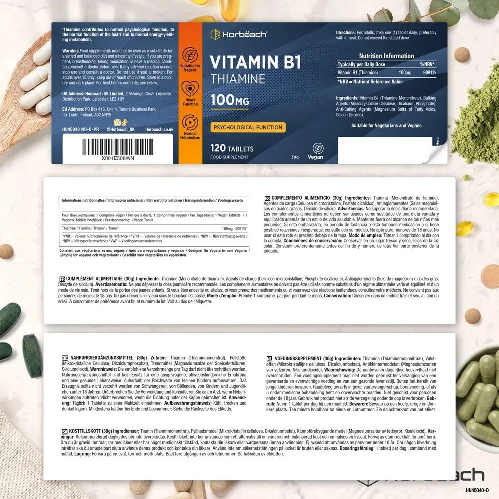 Vitamin B1 Thiamine 100 mg | 120 Tablets