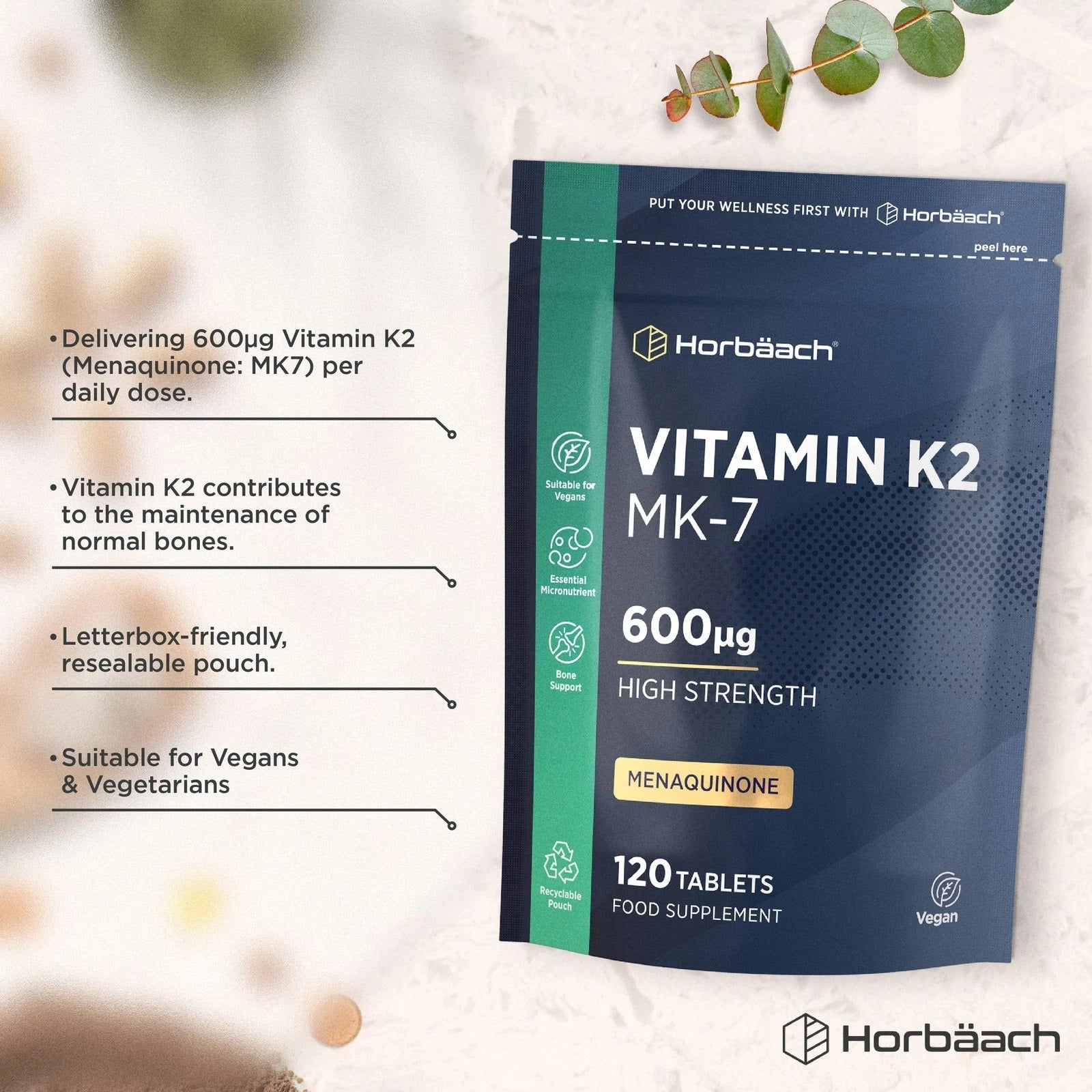 Vitamin K2 MK7 600 ug | 120 Tablets