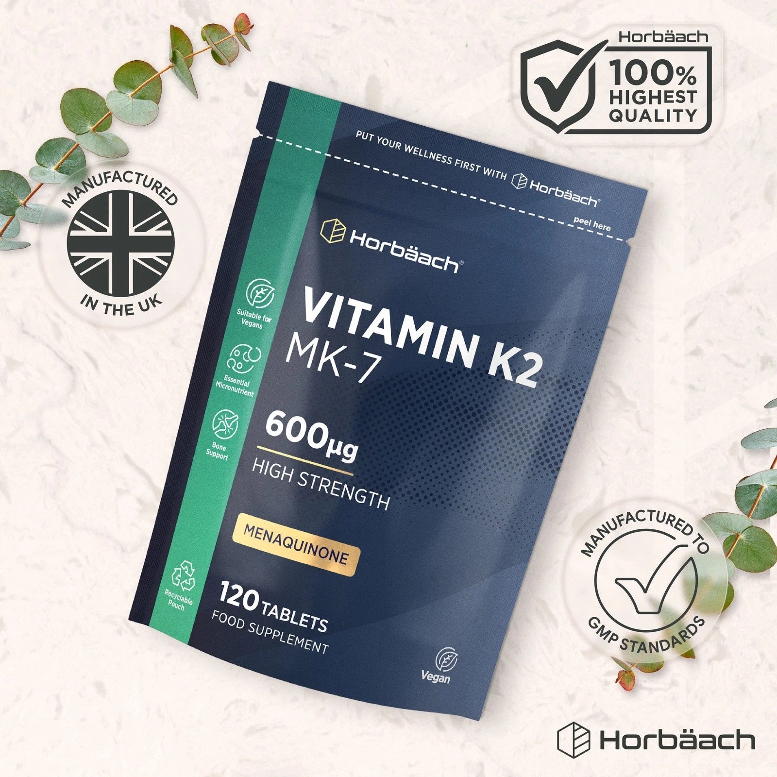 Vitamin K2 MK7 600 ug | 120 Tablets