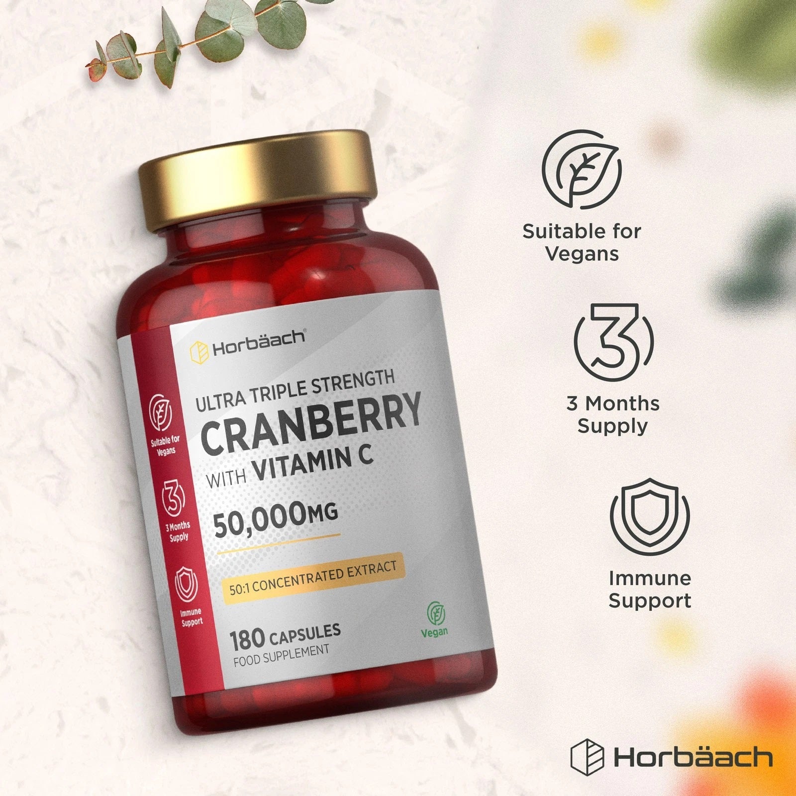 Cranberry 50,000 mg with Vitamin C | 180 Capsules
