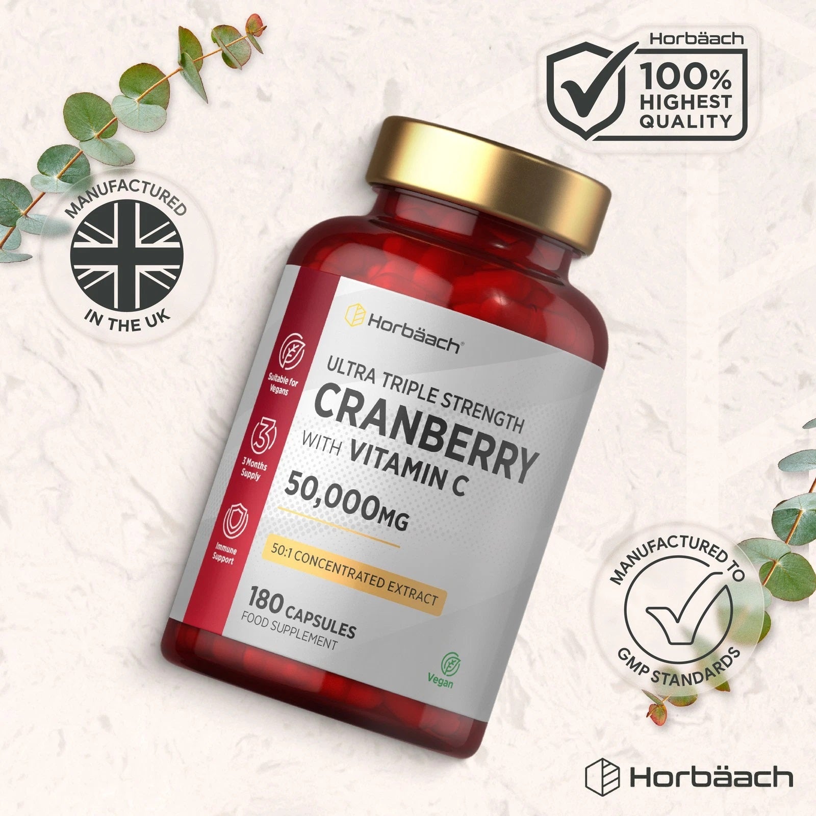 Cranberry 50,000 mg with Vitamin C | 180 Capsules
