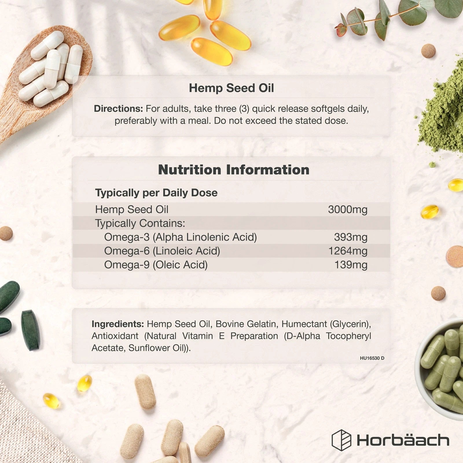Hemp Seed Oil 3000 mg | 180 Softgels