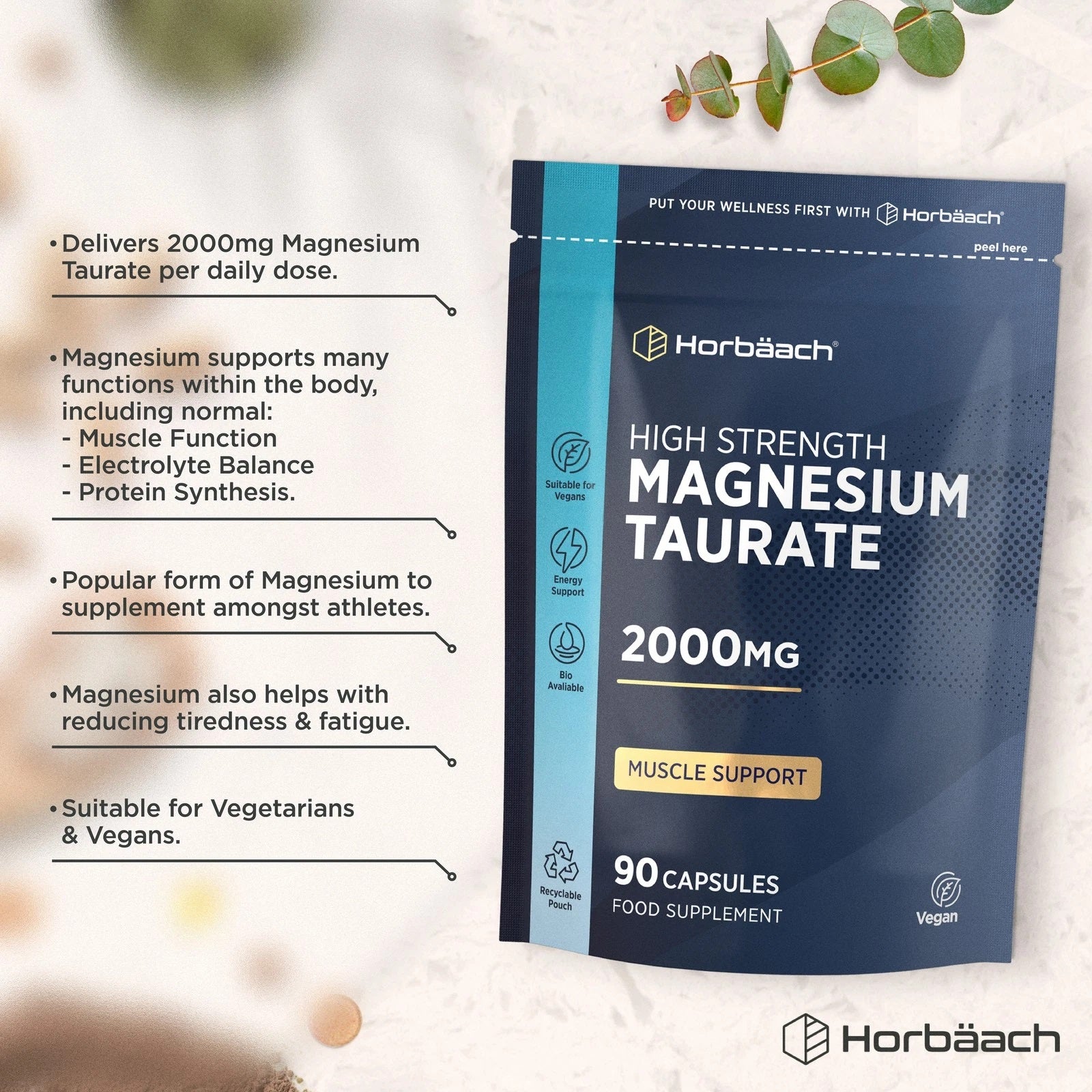Magnesium Taurate 2000 mg | 90 Capsules
