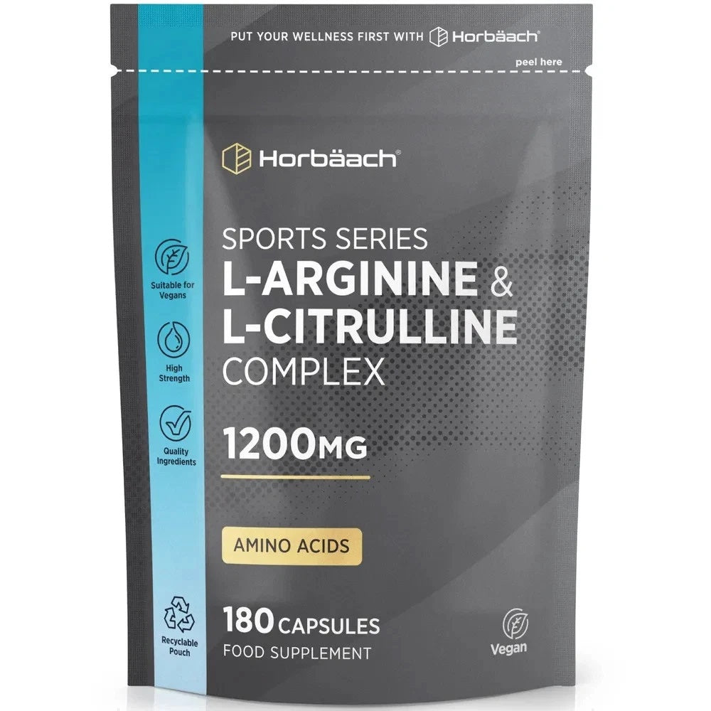 L-Arginine and L-Citrulline 1200 mg | 180 Capsules
