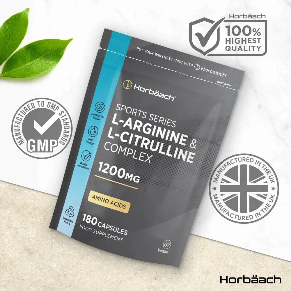 L-Arginine and L-Citrulline 1200 mg | 180 Capsules