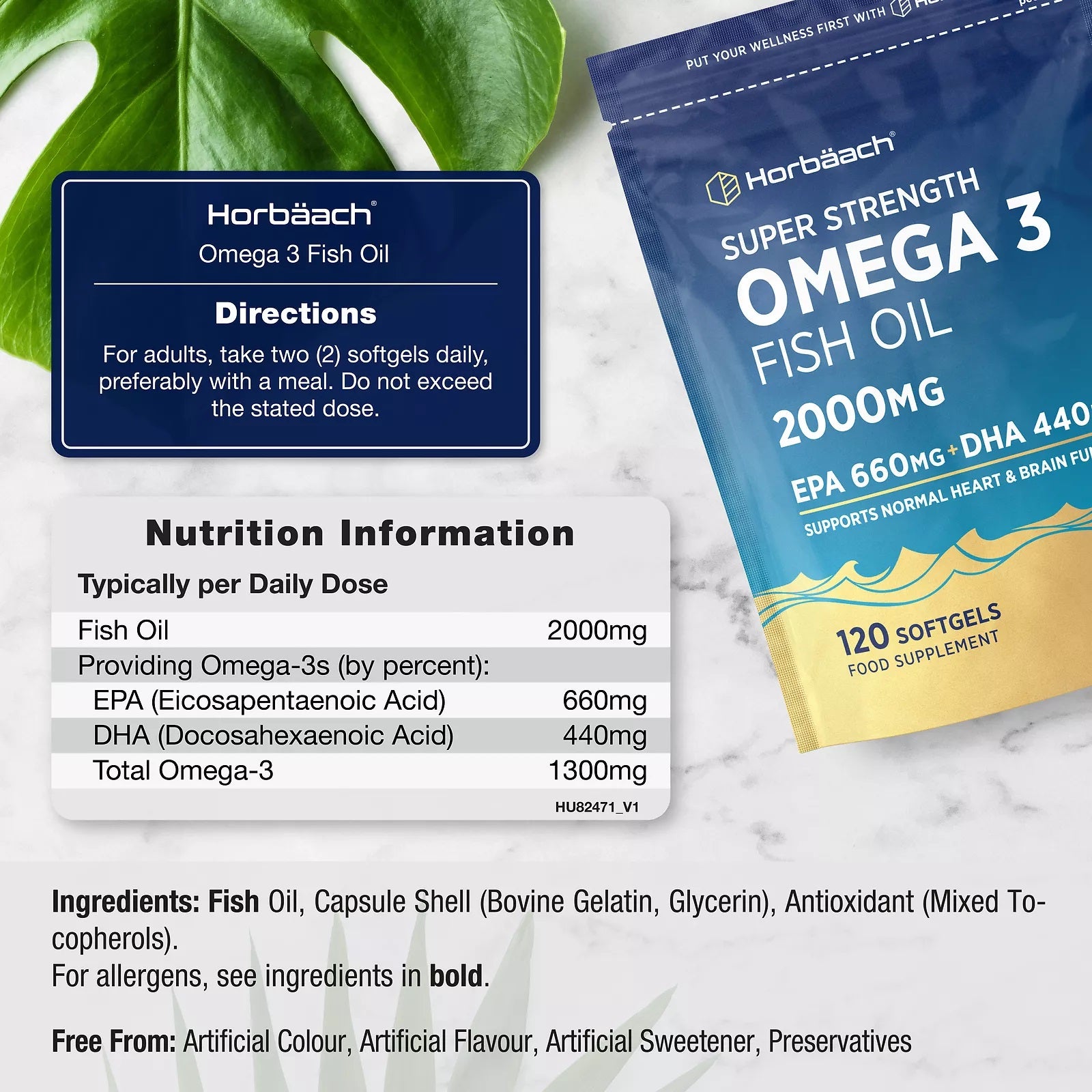 Omega 3 Fish Oil 2000 mg | 120 Softgels