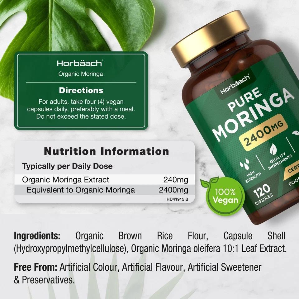 Moringa Oleifera 2400 mg | Organic | 120 Capsules