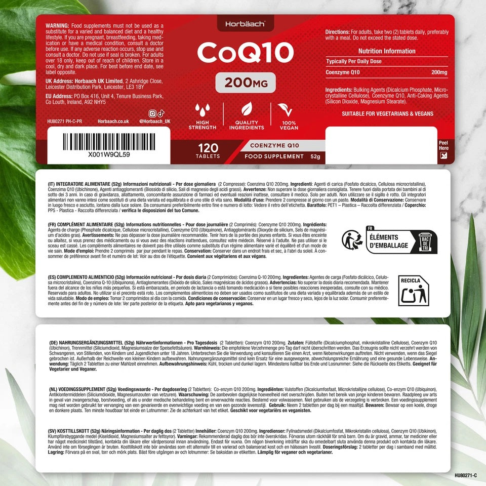 CoQ10 Coenzyme Q10 200 mg | 120 Tablets